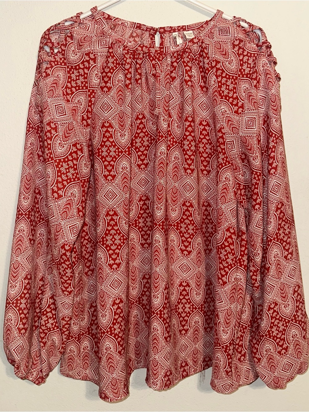 Cato Red and White Paisley Blouse